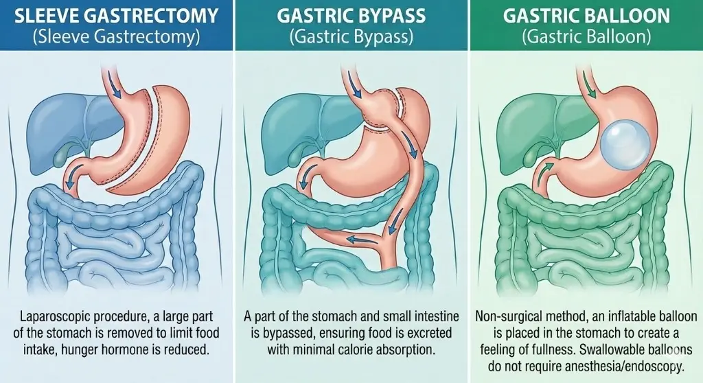 Comparison of Gastric Sleeve, Gastric Bypass, and Gastric Balloon