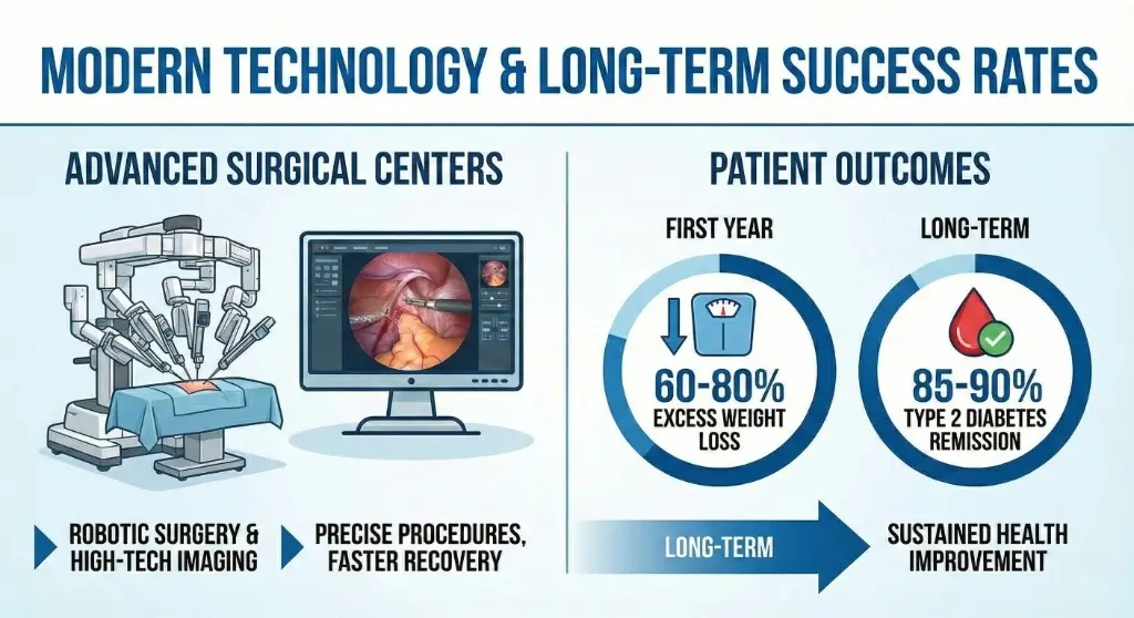 Robotic surgery and success rate statistics infographic